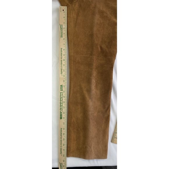 Vintage CO & EDDY Sz 8 Genuine Suede Leather Pants Straight Leg BROWN 90’s Y2K - Picture 8 of 11